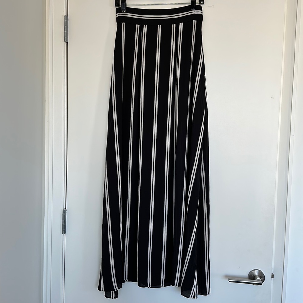 Alice and Olivia Black and White Stripe Maxi Skirt